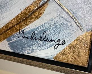 Abstract Artwork with Gold and Blue Tones second image