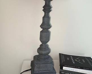 Gray Turned Wood Table Lamp second image