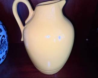 Vintage Hall Pottery Yellow Ball Pitcher with Ice Lip