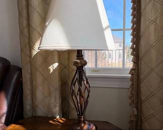 Bronze Twisted Cage Table Lamp with Cream Shade  Franklin Iron Works