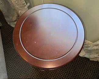 Round Drum Side Table with Wrought Iron Base third image