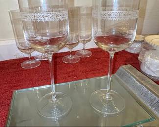 Vera Wang for Wedgwood Crystal Grosgrain Pattern Footed Tumblers with Tray fifth image
