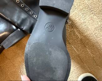 Michael Kors Womens Black Leather KneeHigh Boots with Grommet Detail third image