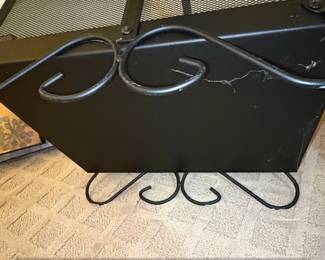 Black Metal Mesh Fireplace Screen with Scroll Feet second image