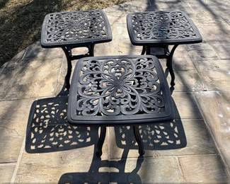 Hanamint Tuscany Collection Cast Aluminum Side Tables Set of 3