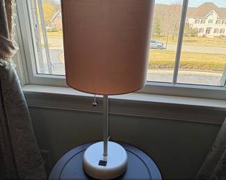 Simple Designs White Stick Lamp with USB Charging Port