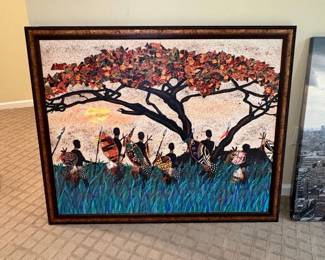 African Tribal Scene Framed Art