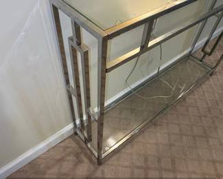 Art Deco Style Chrome and Glass Console Table with Shelf second image
