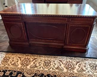 Mahogany Partners Desk with Leather Inlay