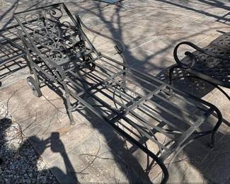 Vintage Wrought Iron Scrollwork Chaise Lounge
