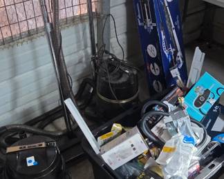 Vintage vacuums, misc tools, tile cutter