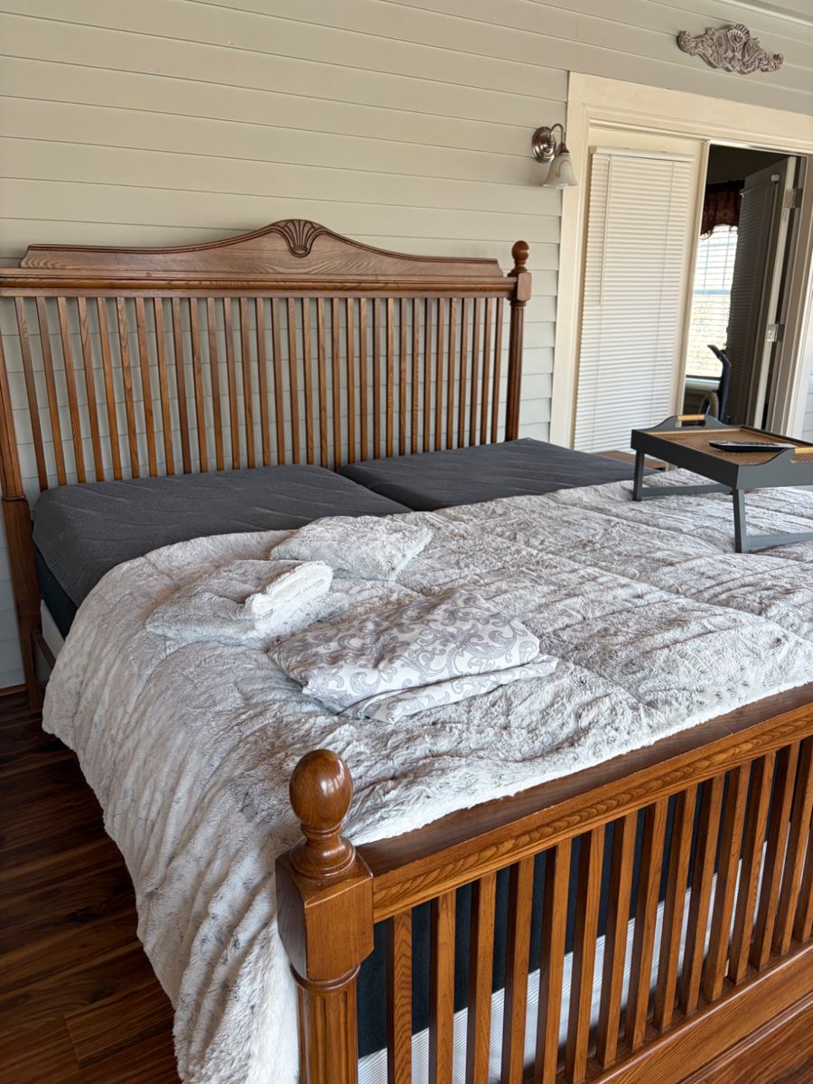 Solid wood king sized bedroom set.  