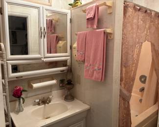 Bathroom Decor and Pink Shower Curtain
