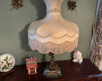 Jonathan Byron Limited Edition Collectors Plate, Vintage Dog Planter, Vintage Carved Table, Vintage Cherub Lamp