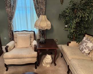 Vintage Victorian Arm Chair, Queen Ann Side Table