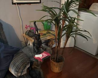 Decorative Black Elephant Figurine with Tusks