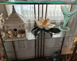 Vintage Murano Venetian Art Glass - Beach-Style Birdhouse - Vintage Ceramic Flower - Elephant Plant Waterer