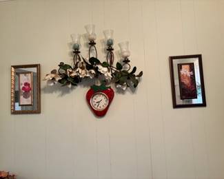 Wall Mounted Candle Sconce, Vintage Strawberry Clock