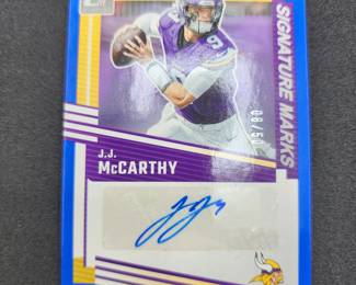 JJ McCarthy Autographed Numbered 8/50 Donruss Card