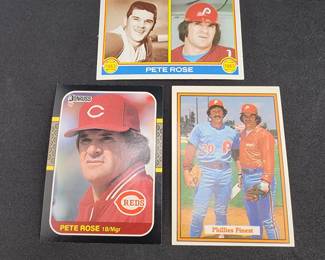 3 Pete Rose MLB Baseball Cards