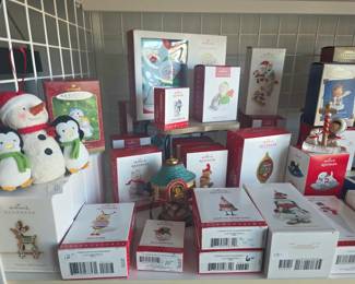 Shelves of new Hallmark Christmas Ornaments - lots of new stock from previous sale