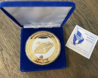 Palms Casino $200 Large Silver Strike /Token - 1 Troy Pound