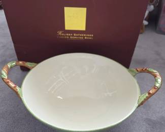 Lenox Holiday Gatherings Carved Holly Serving Bowl
