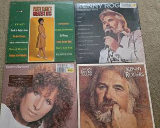 Vintage Vinyl Albums/LP's - Patsy Cline, Kenny Rodgers, Barbara Streisand