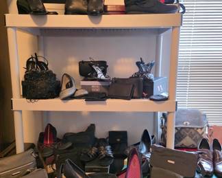 Tables of women's shoes, purses & accessories - many new
