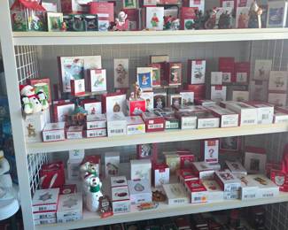 Shelves of new Hallmark Christmas Ornaments - lots of new stock from previous sale