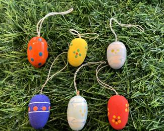 Many Vintage Erzgebirge Germany Easter Ornaments, Christian Ulbricht, Goula Folk Art ornaments, and wood folk art style ornaments.