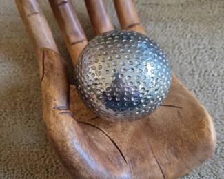 Large vintage carved wood hand