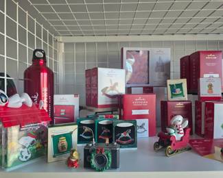 Shelves of new Hallmark Christmas Ornaments - lots of new stock from previous sale
