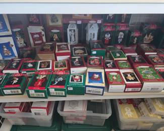 Shelves of new Hallmark Christmas Ornaments - lots of new stock from previous sale