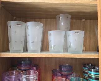 Marshall Fields Glasses with Coasters, Libby Celestial Glasses