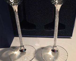 Spectacular Swarovski Champagne Flutes - stems filled with crystals