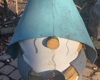 Large Recycled Tire & Wood Gnome Planter