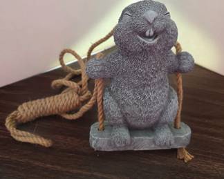 Cement Swinging Bunny
