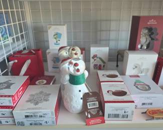 Shelves of new Hallmark Christmas Ornaments - lots of new stock from previous sale