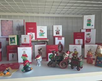 Shelves of new Hallmark Christmas Ornaments - lots of new stock from previous sale