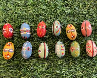 Many Vintage Erzgebirge Germany Easter Ornaments, Christian Ulbricht, Goula Folk Art ornaments, and wood folk art style ornaments.