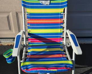 Striped Backpack Folding Beach Chair