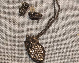 Owl Necklace & Earrings