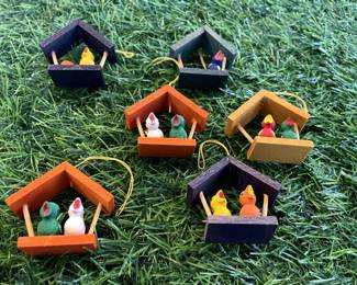 Many Vintage Erzgebirge Germany Easter Ornaments, Christian Ulbricht, Goula Folk Art ornaments, and wood folk art style ornaments.