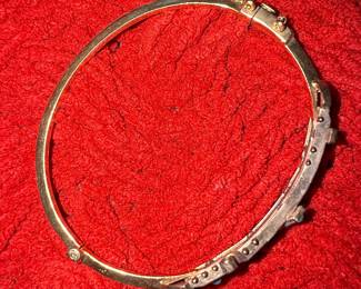 Victorian Era Turquoise Inlaid Bangle Bracelet