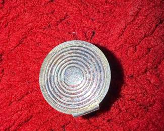 Vintage Silver-Plated Brooch with Concentric Circles and Pin Back