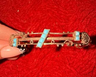 Victorian Era Turquoise Inlaid Bangle Bracelet