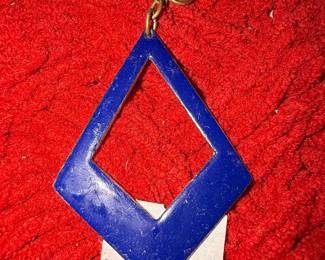 Vintage Enamel Diamond Dangle Earrings with Screw-Backs