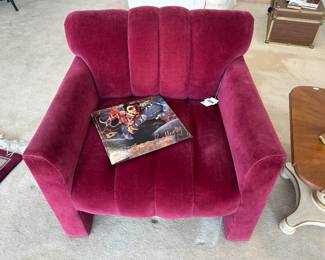 WL Art Deco Style Scalloped Velvet Armchair