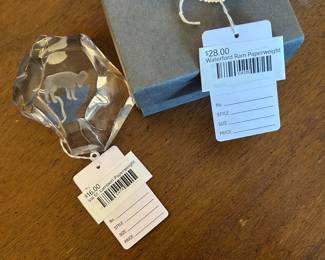 Val St. Lambert Paperweight, Waterford Ram Paperweight